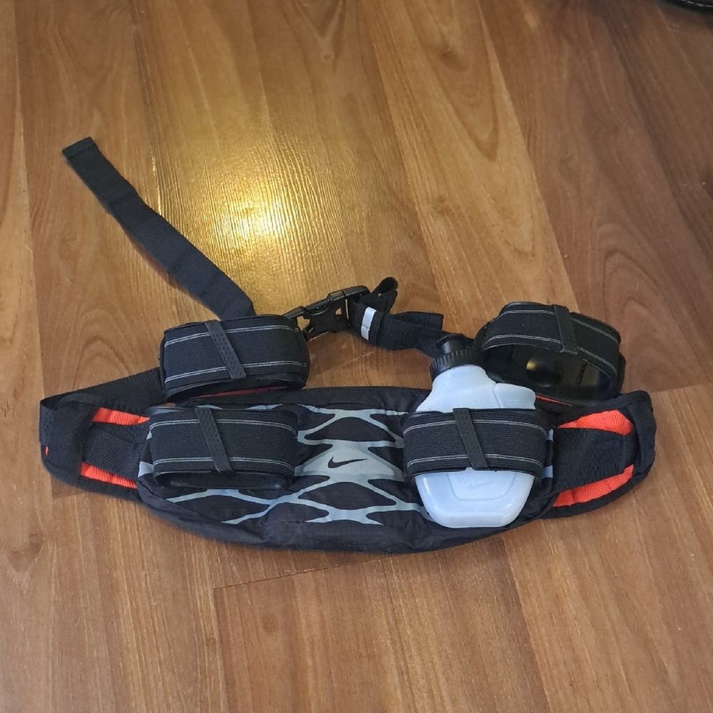 Nike Black and Orange Hydration Running Belt with Bottle